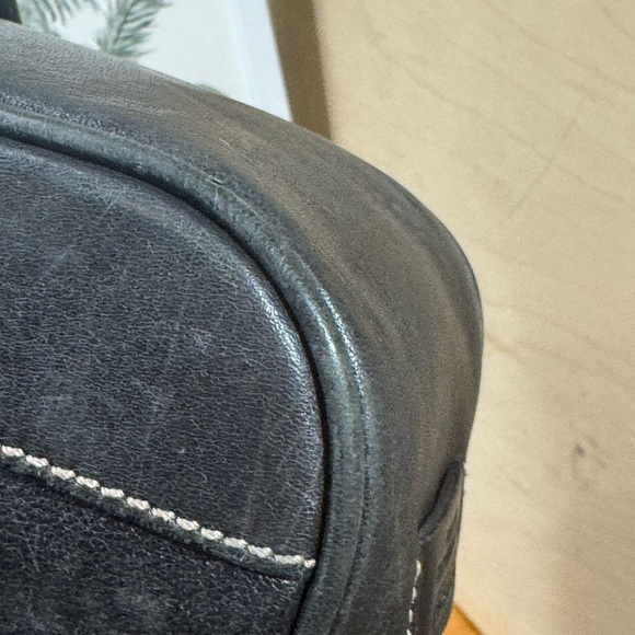 Coach Black Leather Shoulder Tote with White Contrast Stitching L2S-7776 - Picture 6 of 16